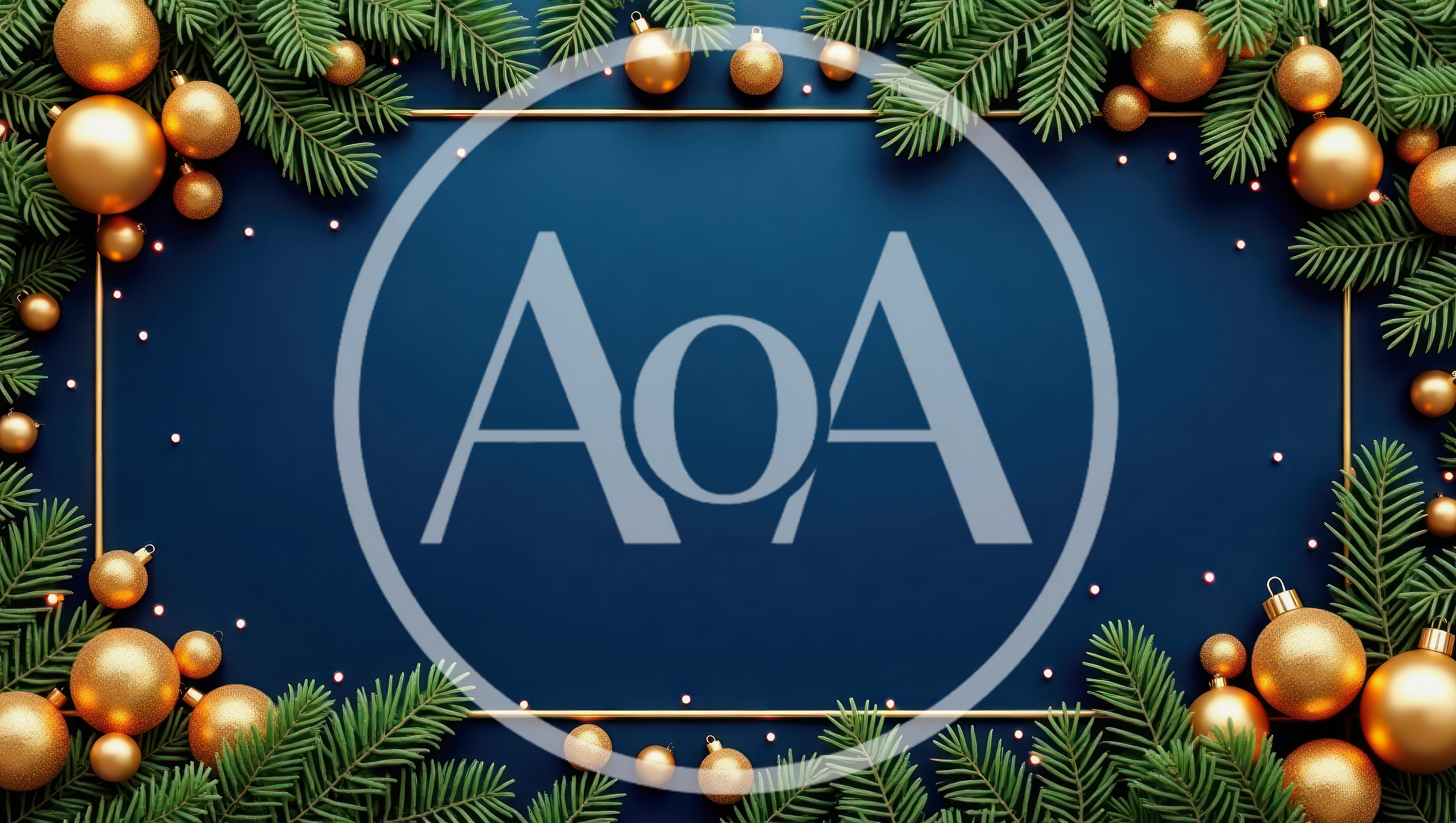 Christmas Holiday Frame With Golden Ornaments And Pine Branches