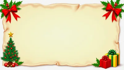 Christmas Holiday Parchment Paper Background With Decorations