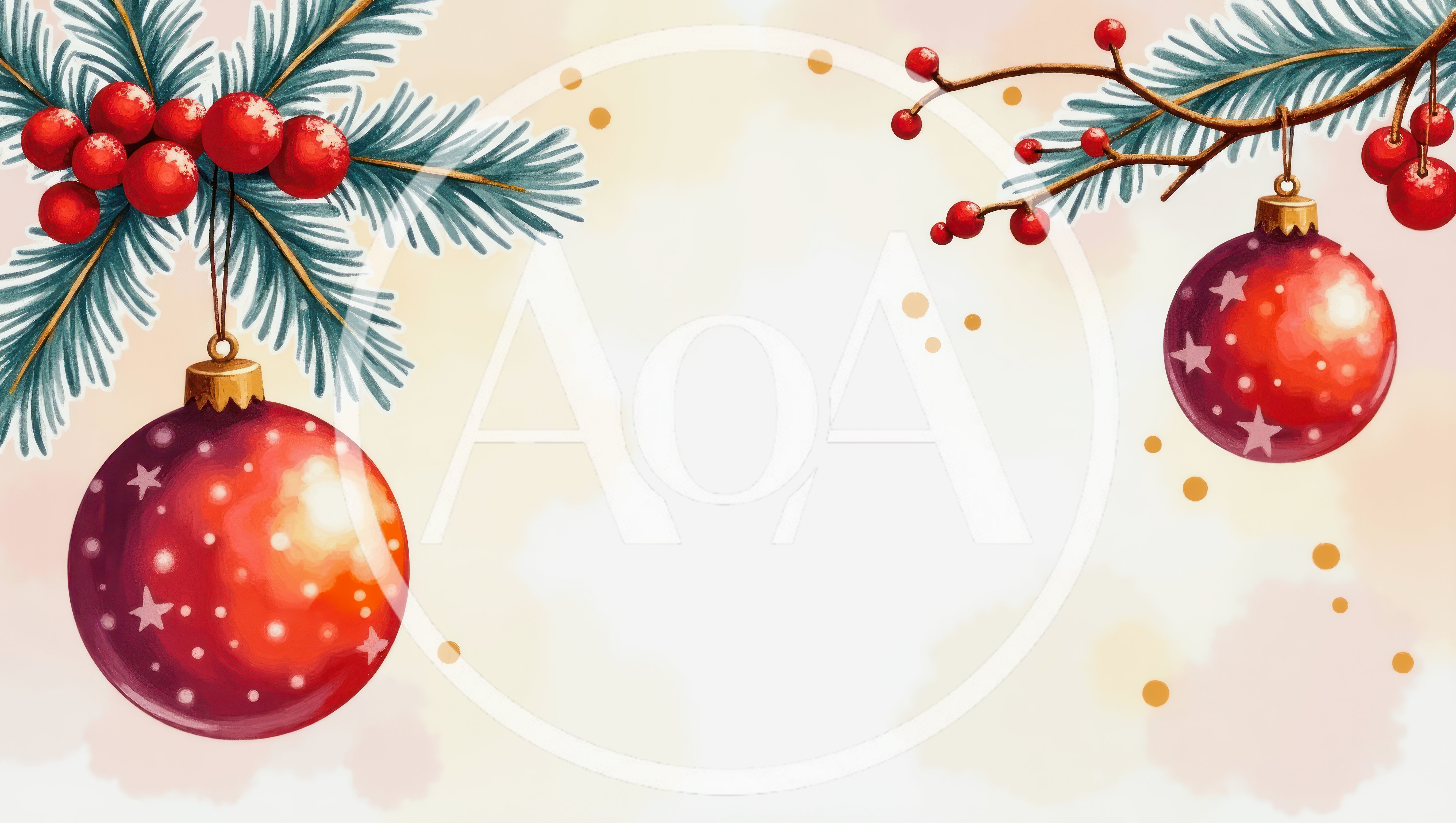 Christmas Ornaments Hanging From Pine Branches