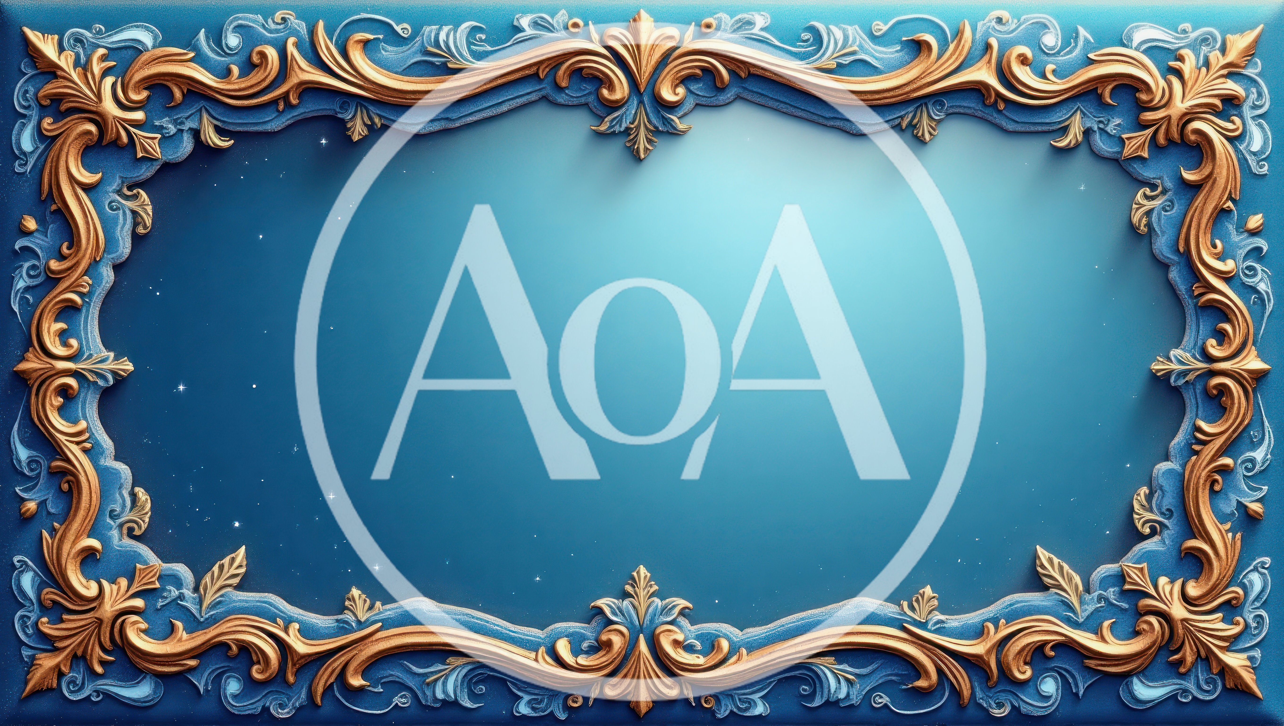 Ornate Gold Baroque Frame On Blue Background