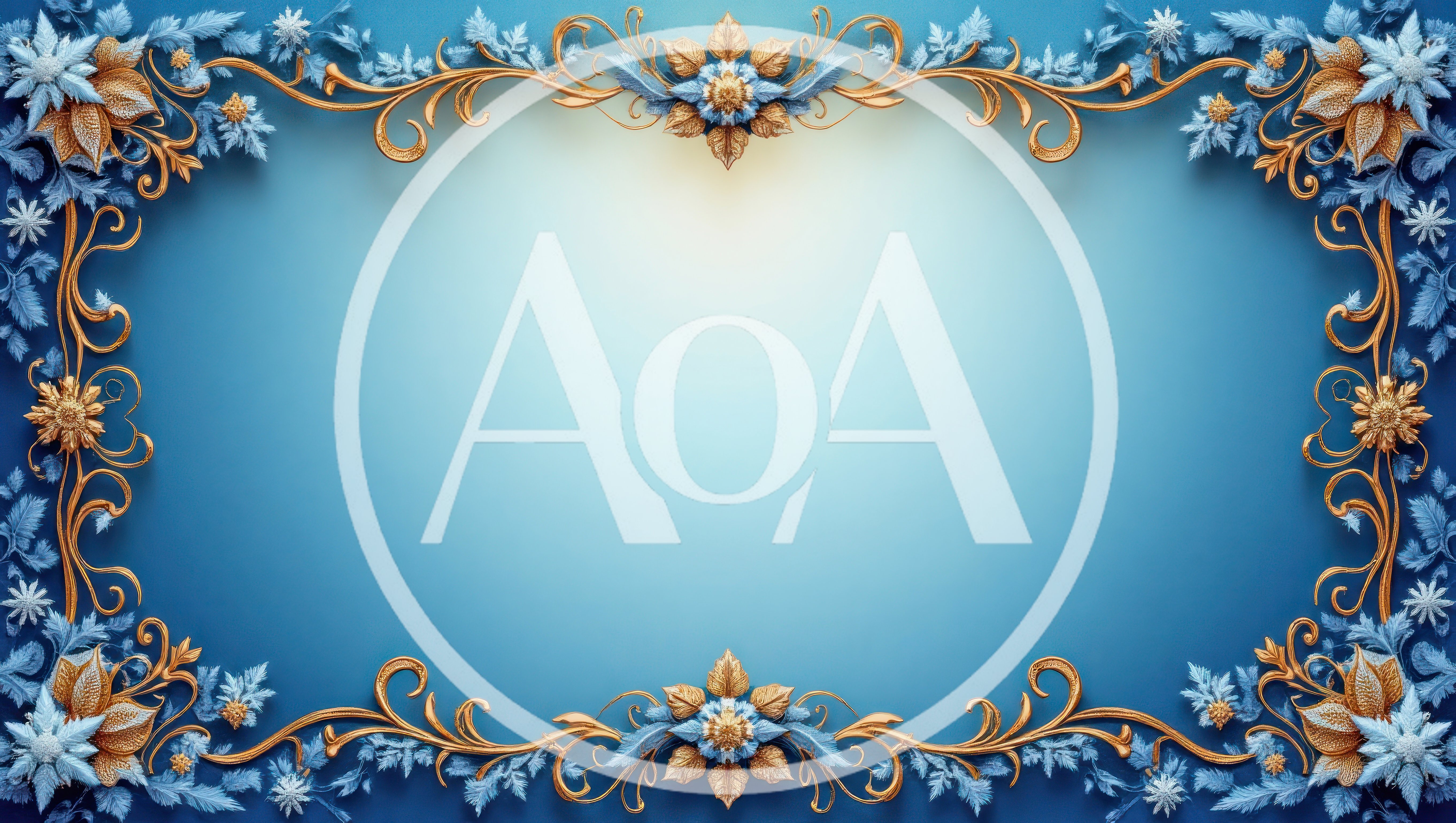 Elegant Blue And Gold Floral Decorative Frame