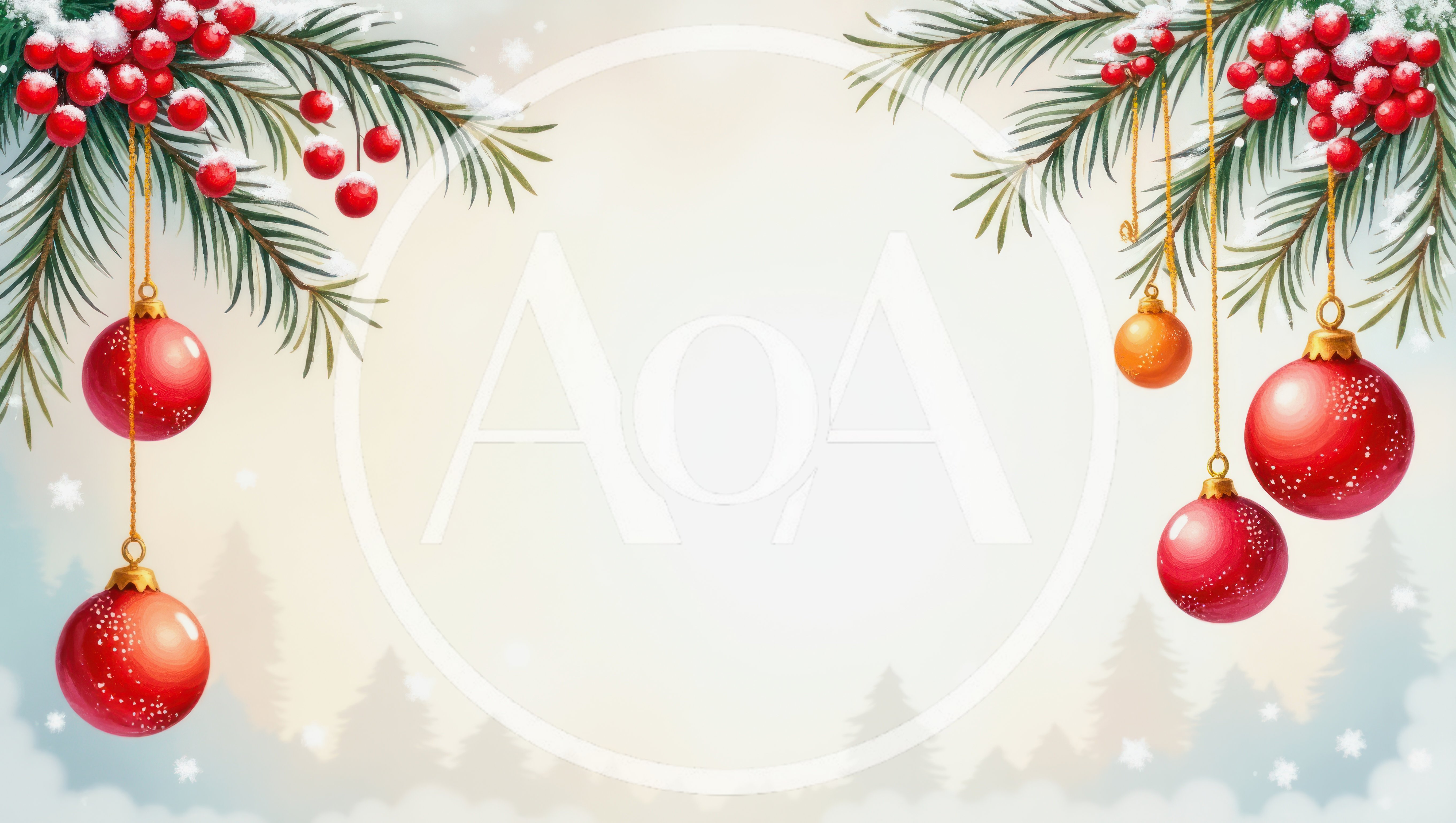 Christmas Ornament Border With Pine Branches And Berries