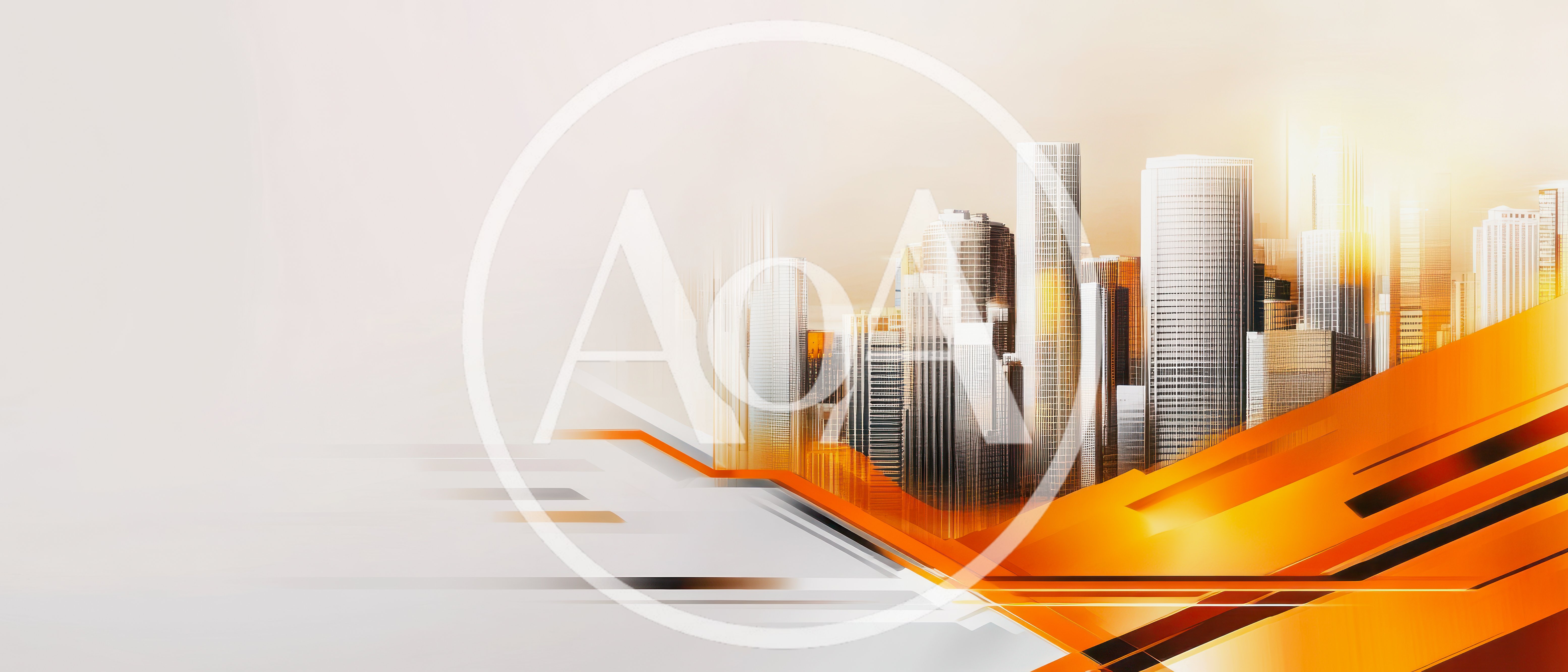 Abstract Cityscape With Dynamic Orange Geometric Overlays