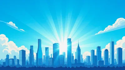Modern City Skyline Silhouette At Sunrise