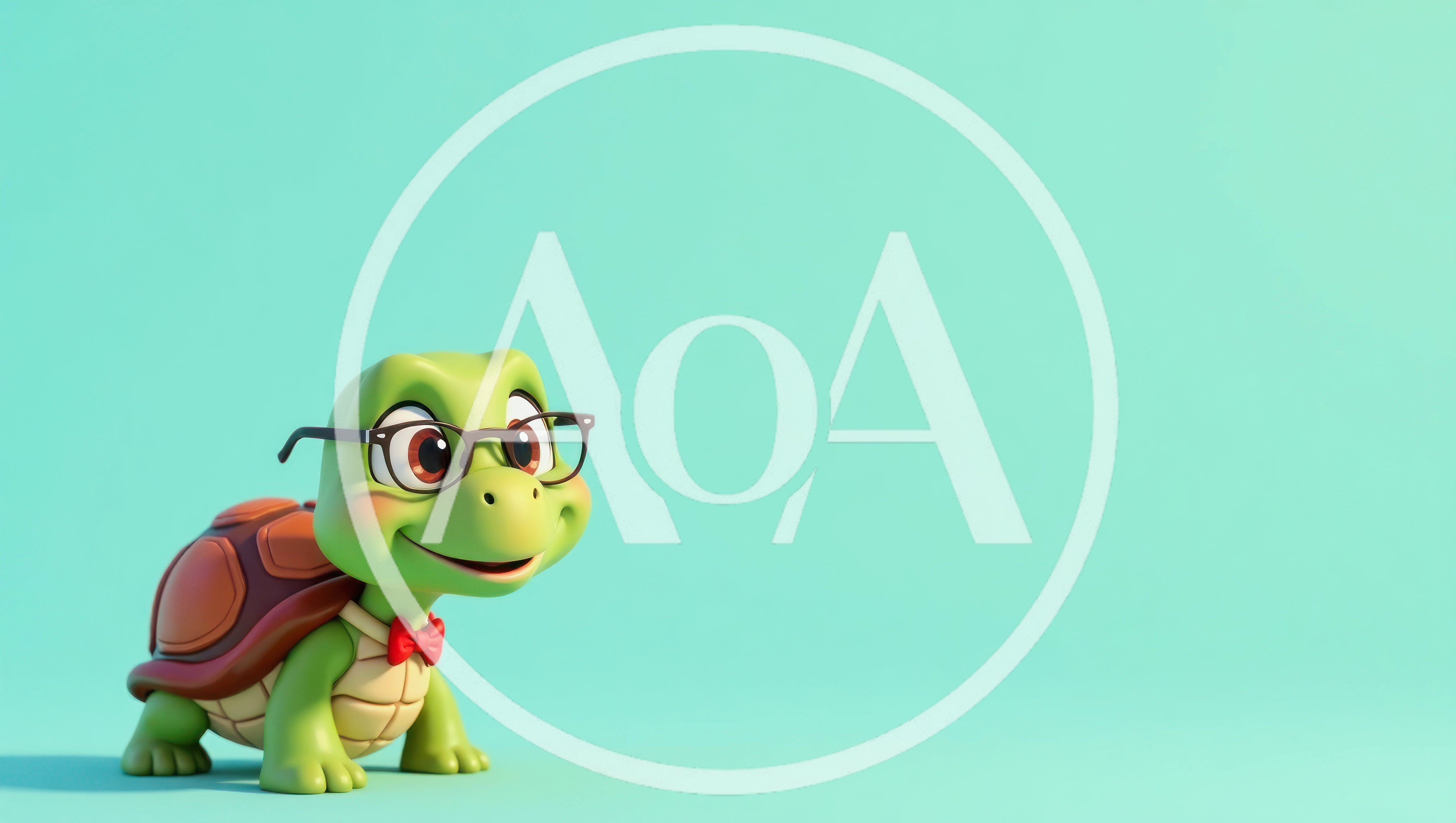 Cute Cartoon Turtle Wearing Glasses And Bow Tie