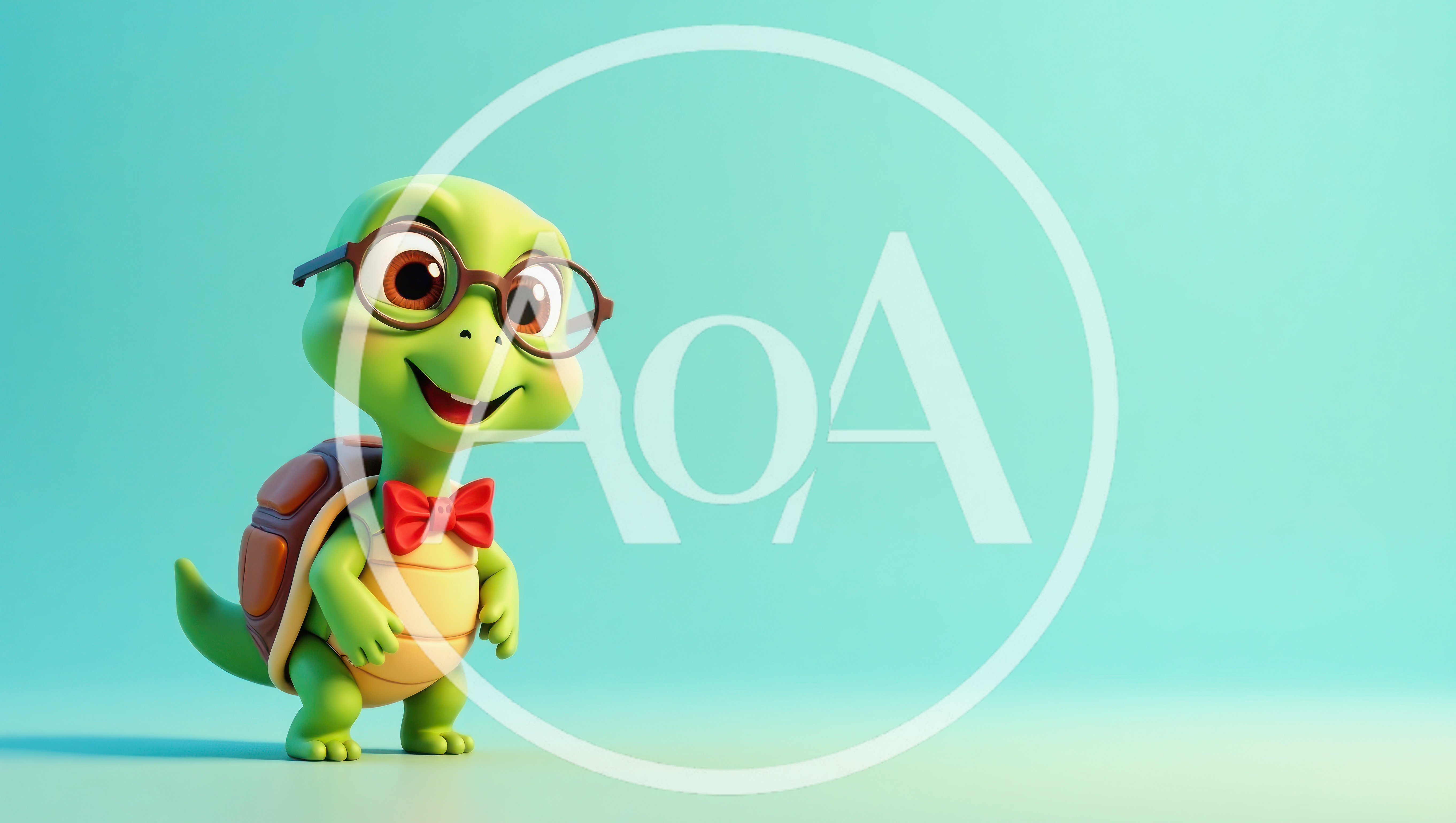 Cute Cartoon Turtle Wearing Glasses And Bow Tie