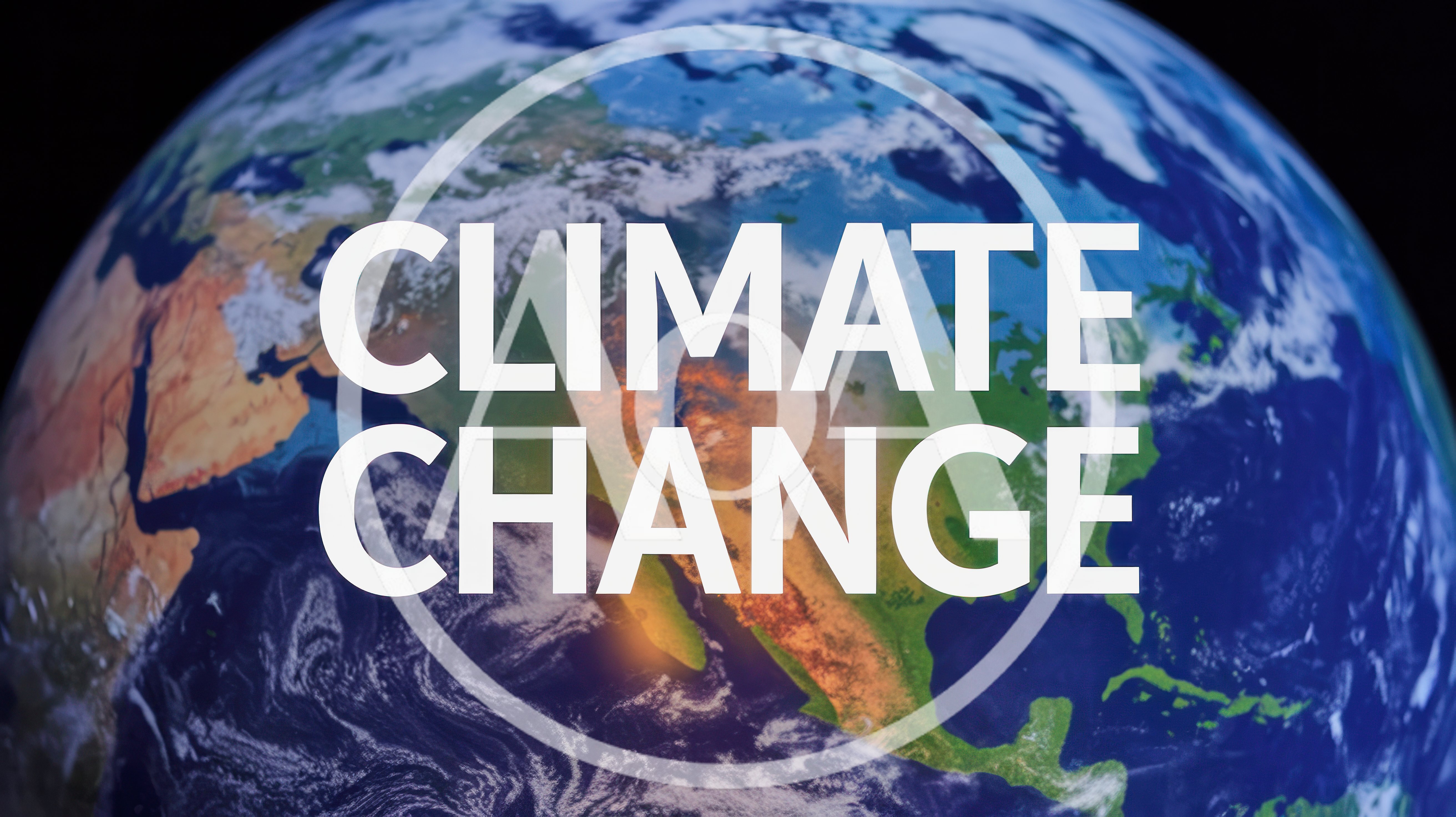 Climate Change Text Overlay On Rotating Earth Globe