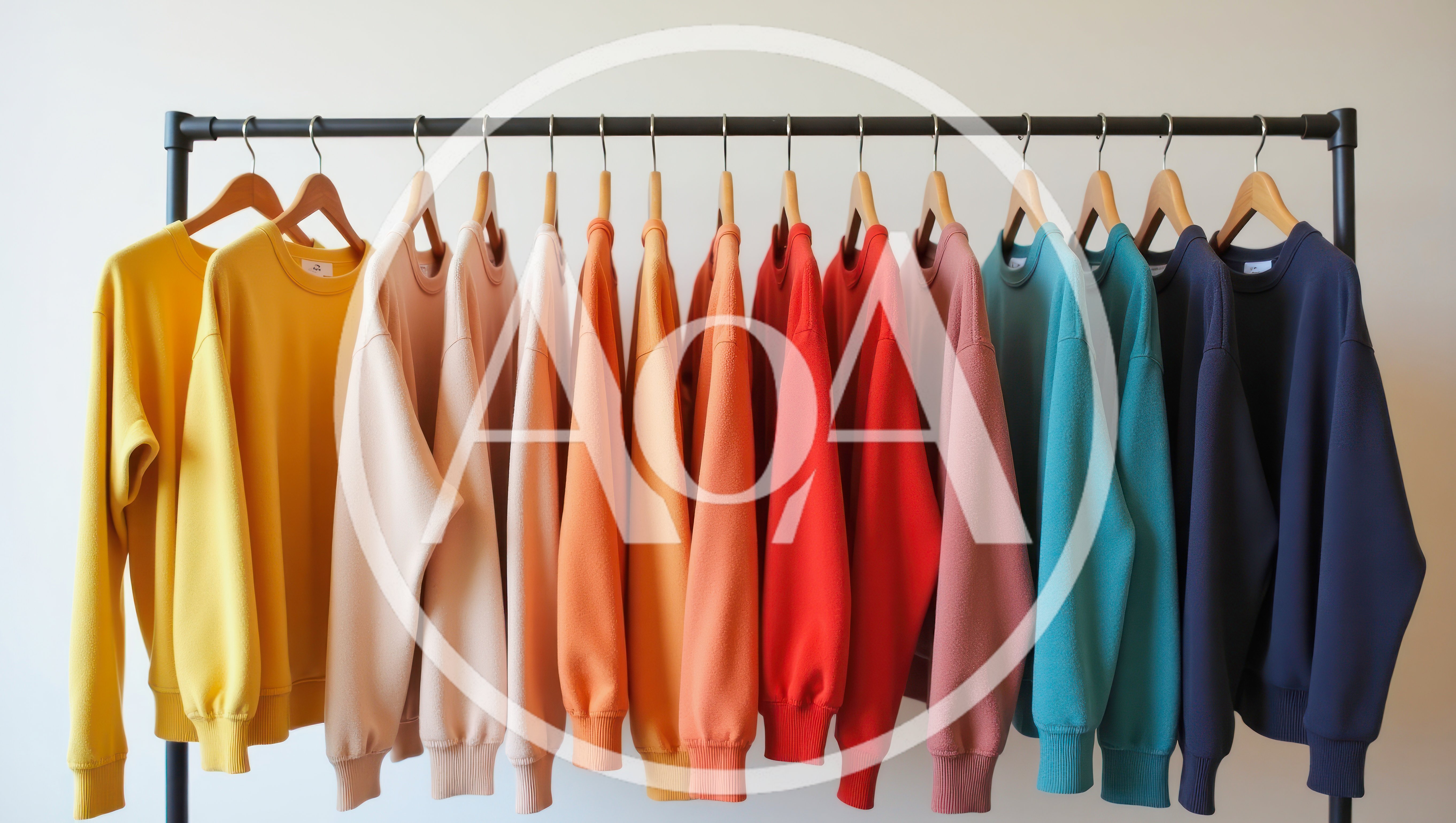 Colorful Sweatshirts Hanging On A Clothing Rack