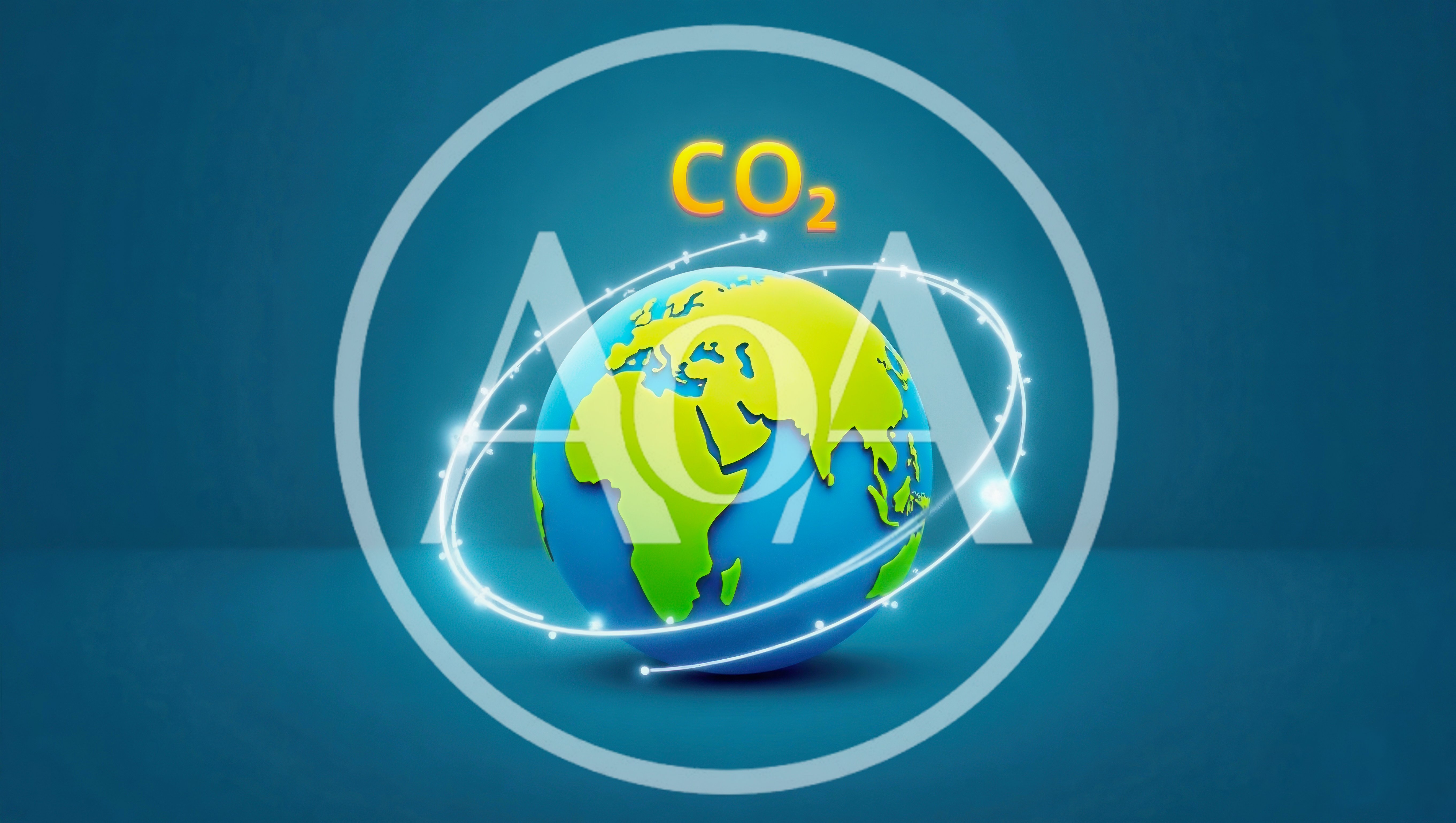 3D Earth Globe With CO2 Text And Orbiting Rings