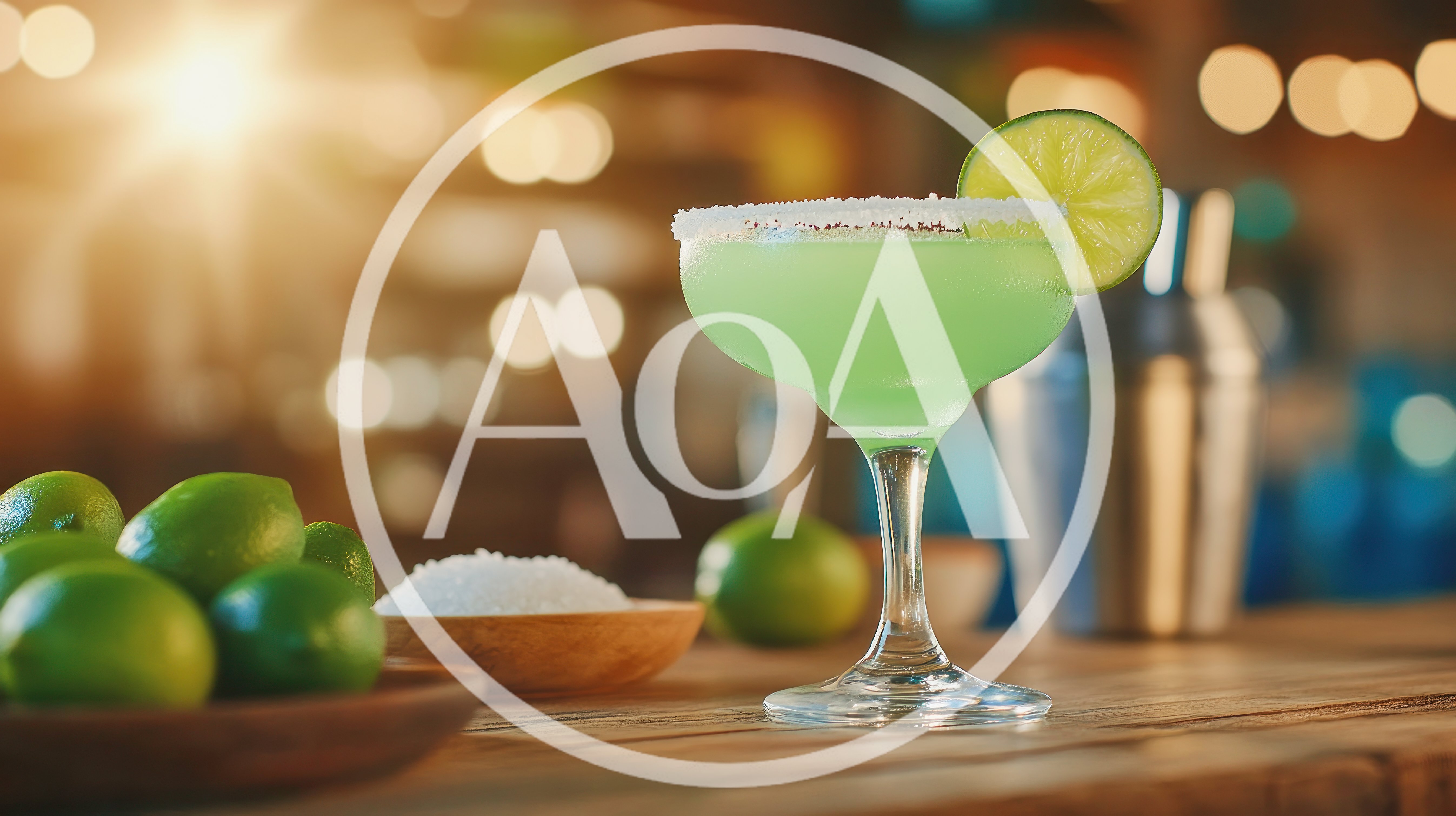 Refreshing Lime Margarita Cocktail On A Bar Counter