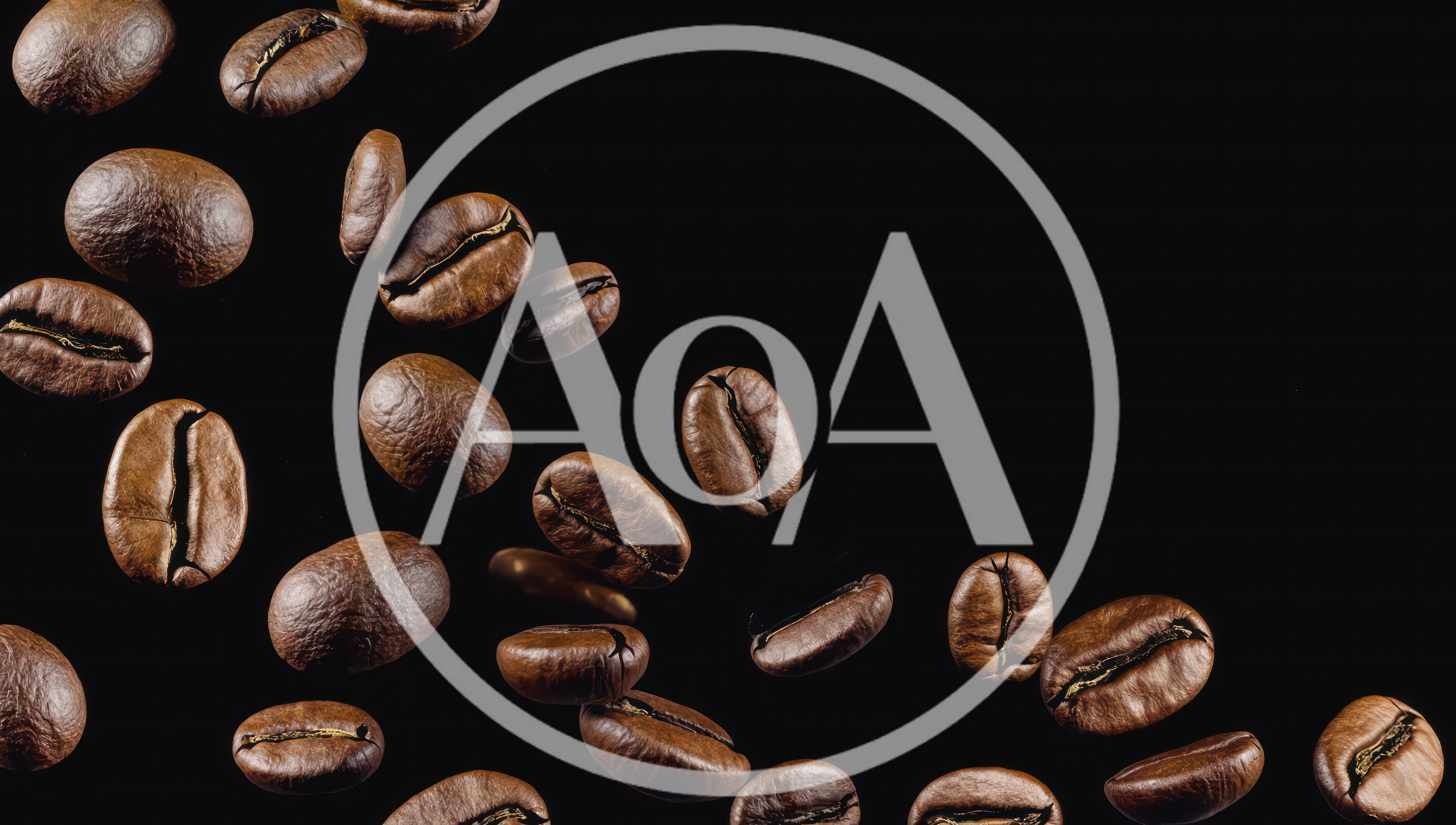 Roasted Coffee Beans Falling Against Black Background
