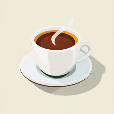 Minimalist Vector Illustration Of A Steaming Coffee Cup