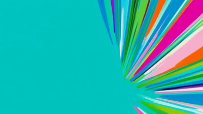 Abstract Colorful Radial Paint Streaks on Teal Background