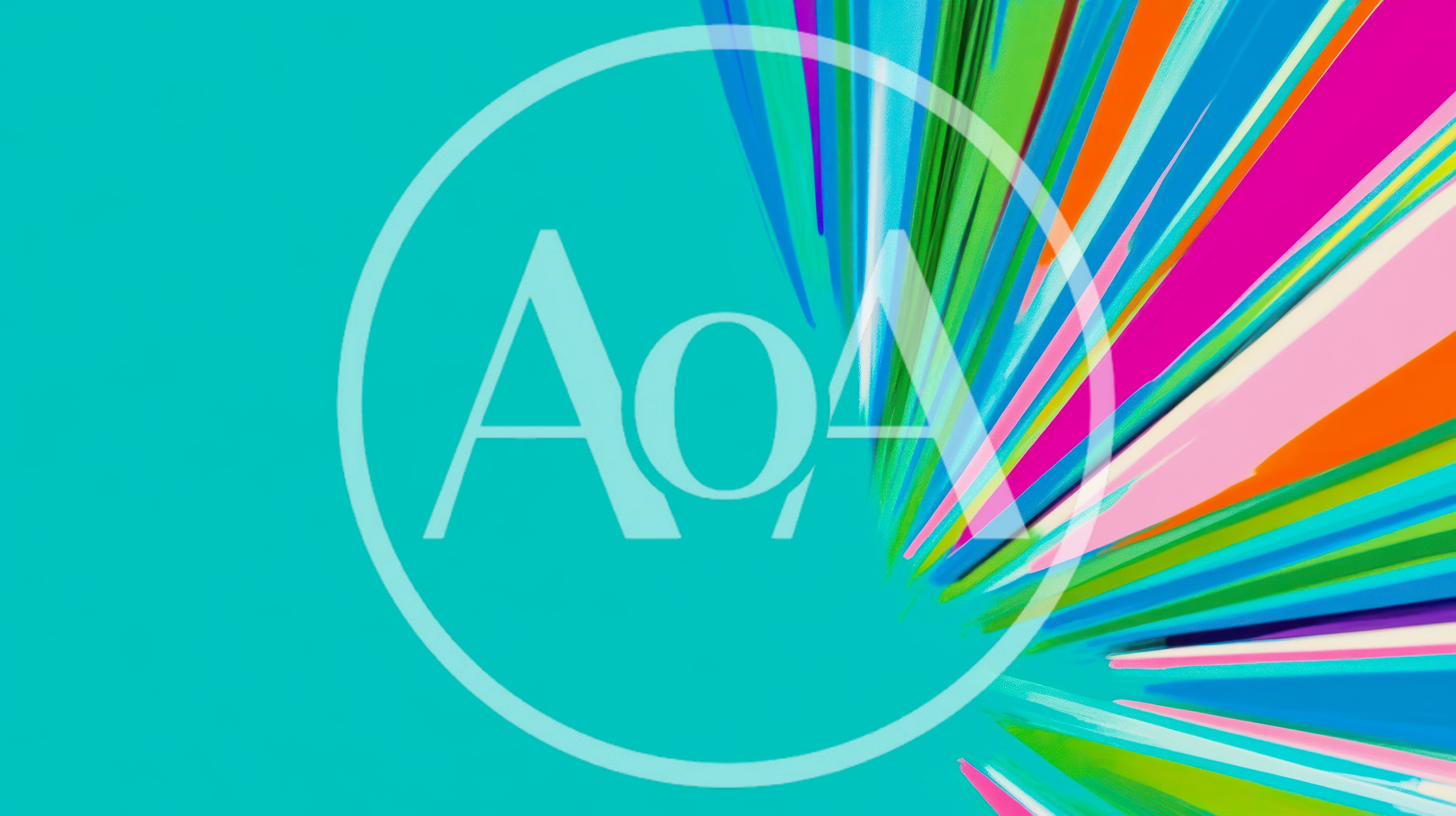 Abstract Colorful Radial Paint Streaks on Teal Background