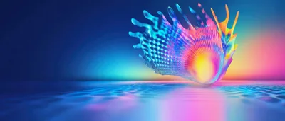 Abstract Iridescent Shell Shape With Liquid Ripples