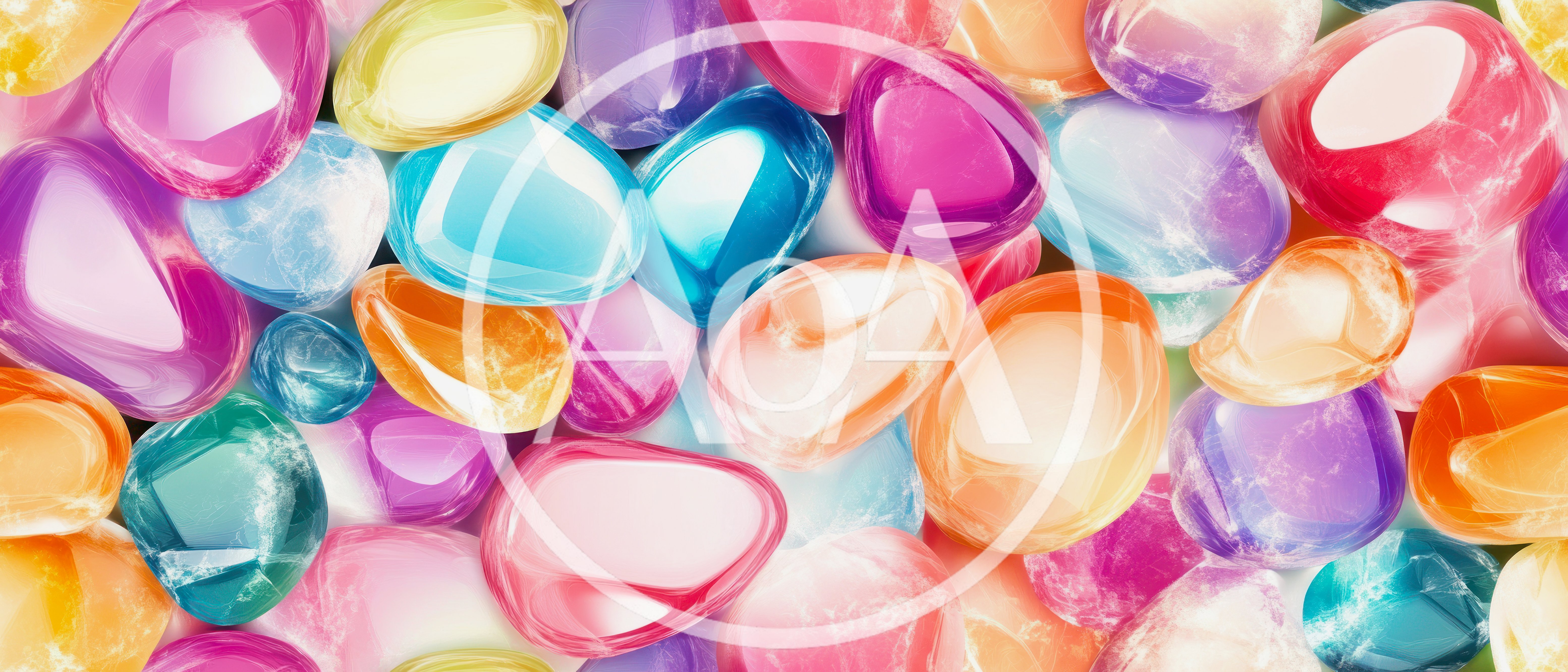 Colorful Polished Gemstones and Decorative Glass Pebbles