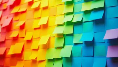 Colorful Sticky Notes Arranged In A Rainbow Gradient