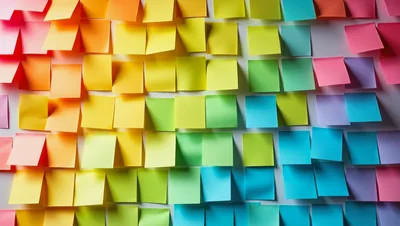 Colorful Sticky Notes Arranged On A Wall