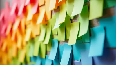 Colorful Sticky Notes Arranged In A Rainbow Gradient