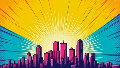 Pop Art Style City Skyline Illustration