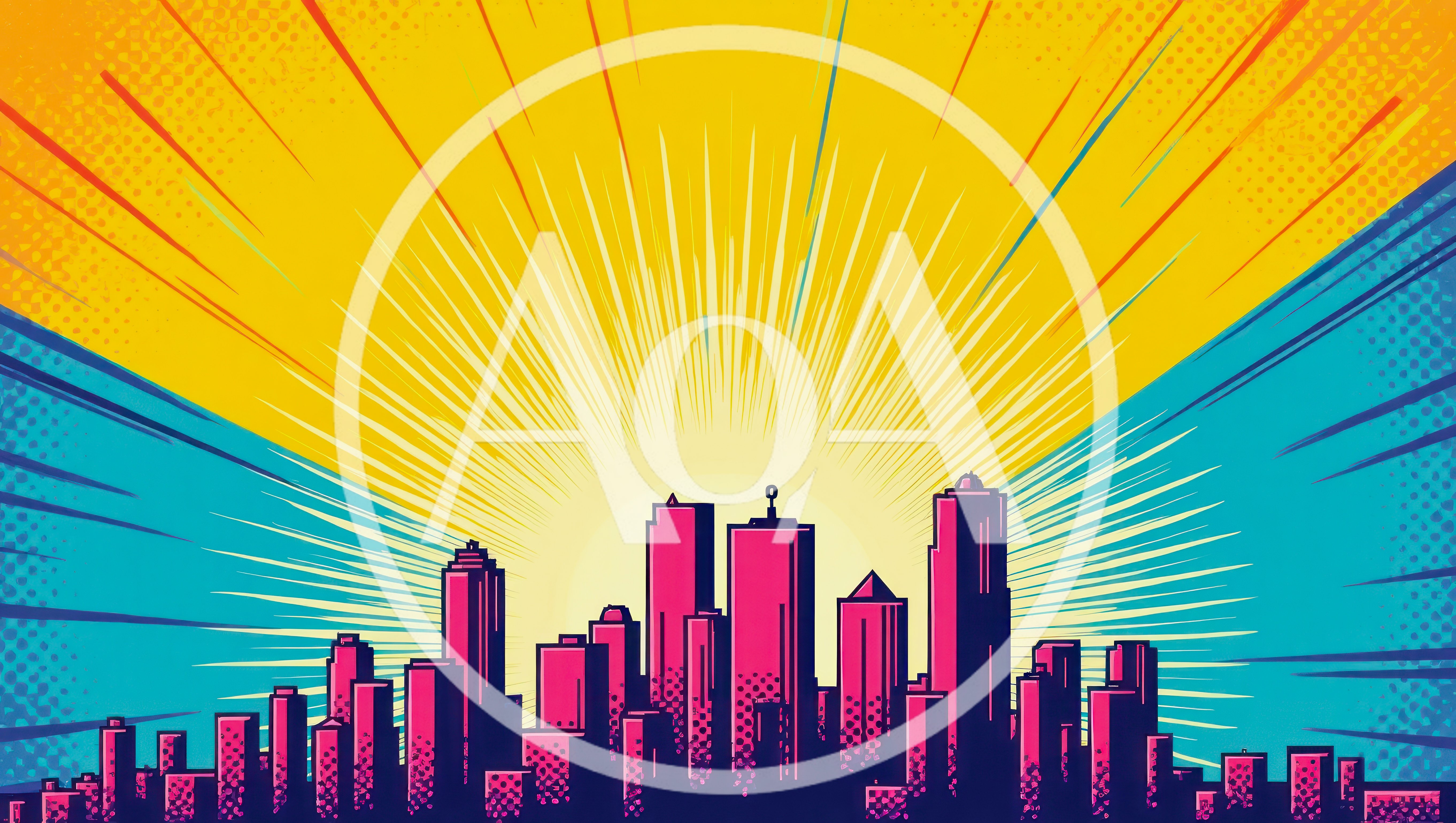 Pop Art Style City Skyline Illustration