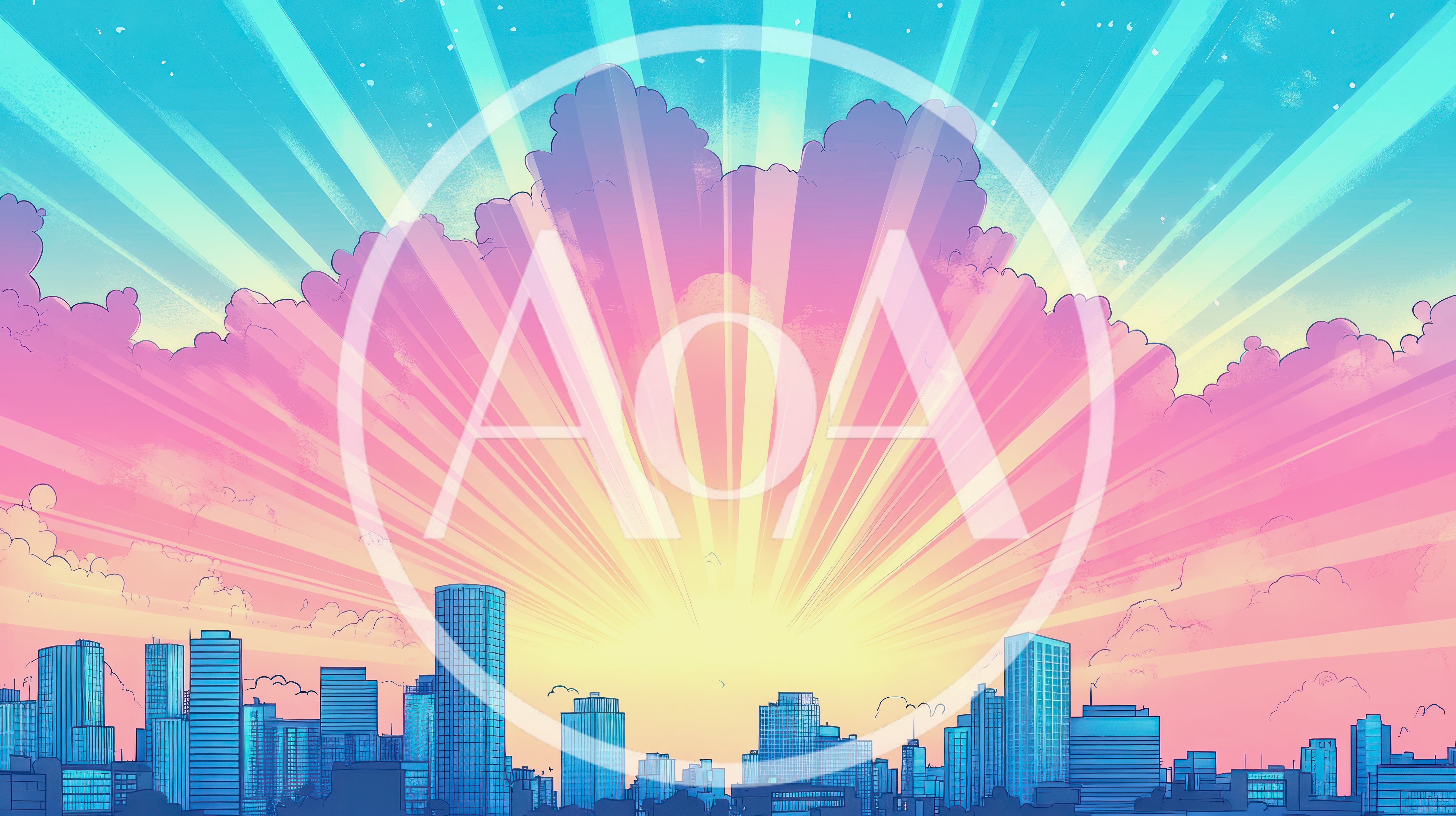 Anime Style City Skyline At Sunrise