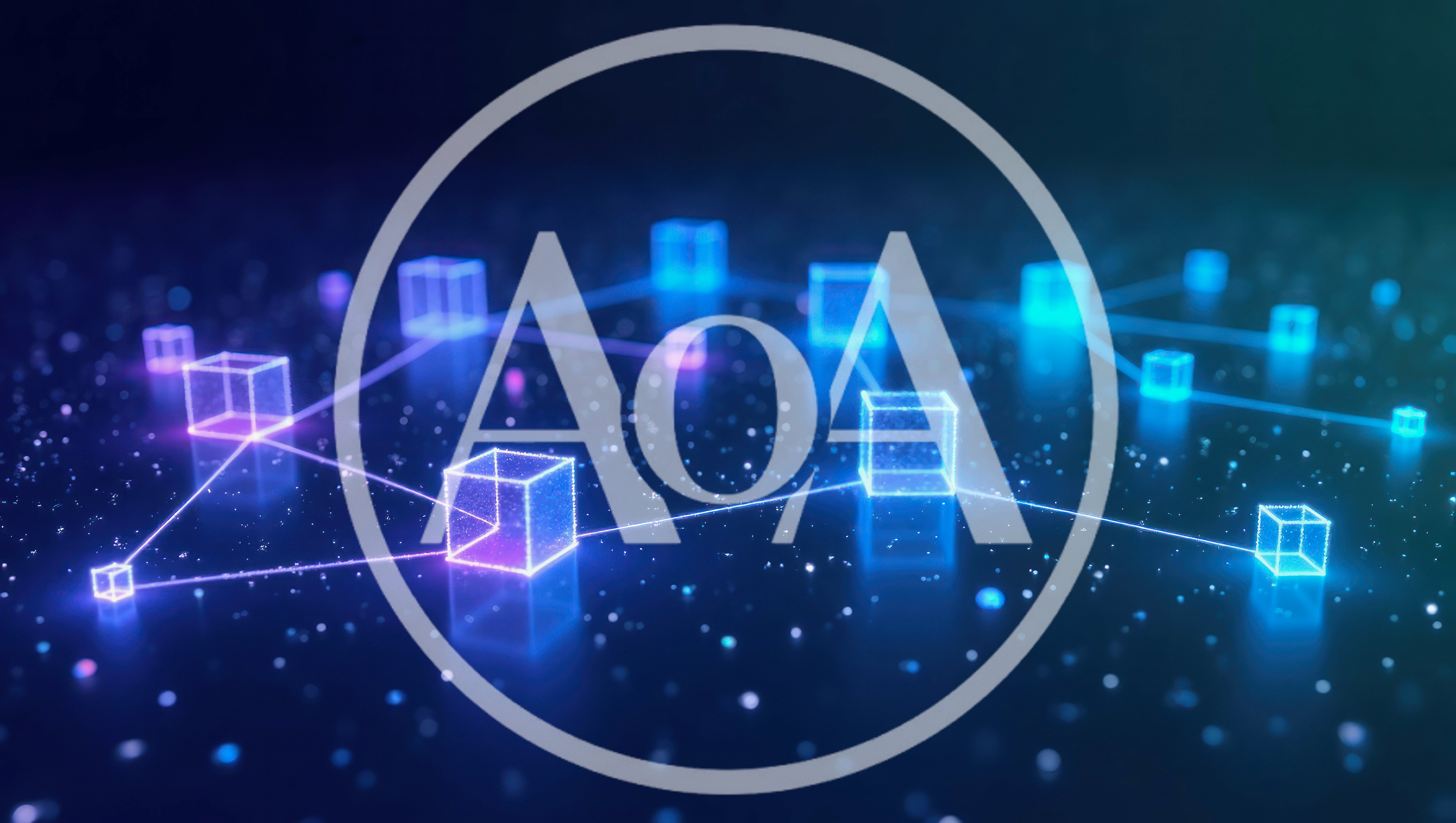 Digital Blockchain Network Nodes Connected By Glowing Lines