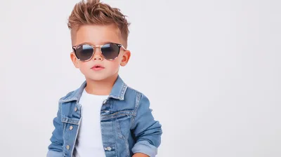 Stylish Young Boy Wearing Denim Jacket And Sunglasses