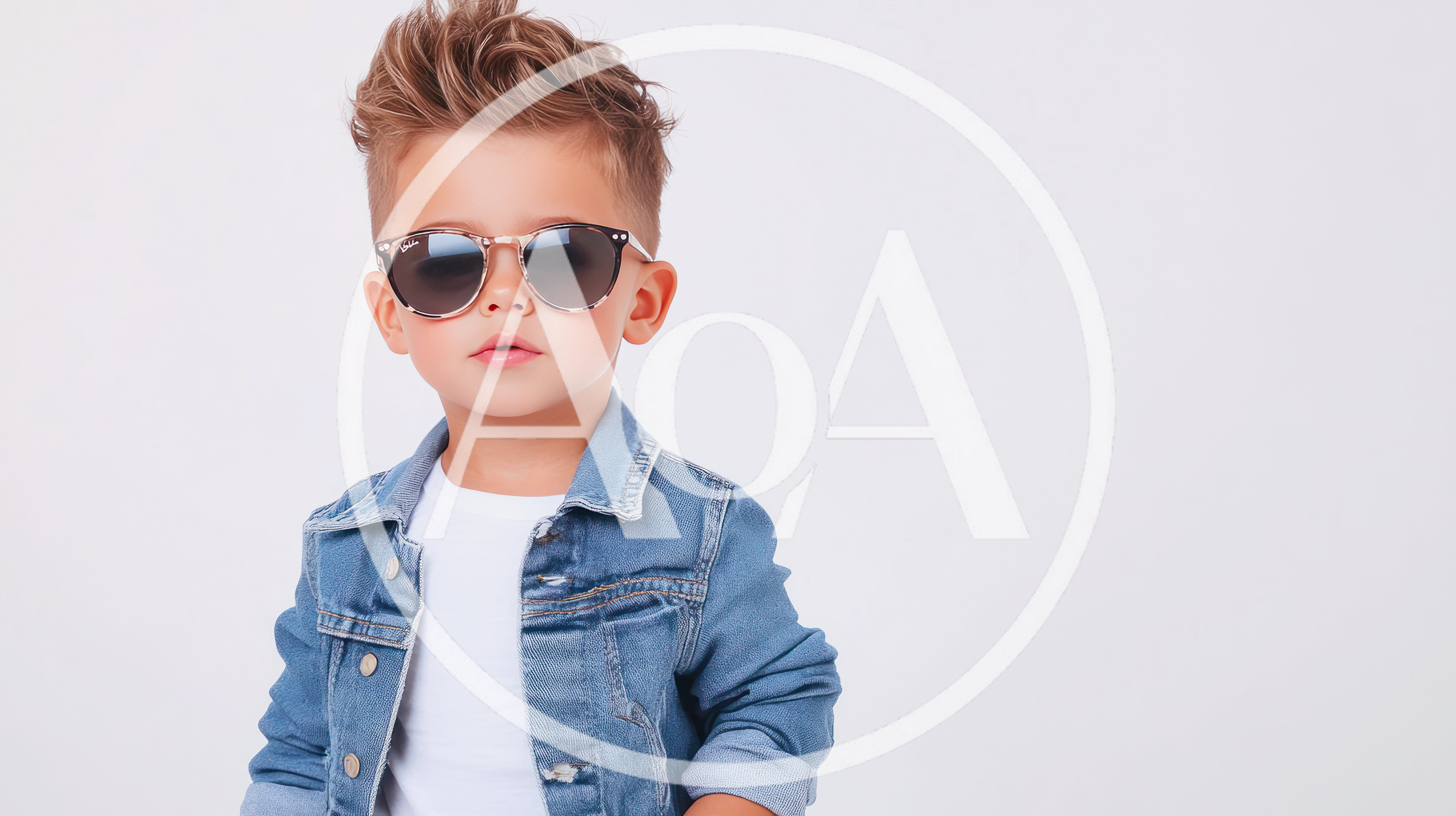 Stylish Young Boy Wearing Denim Jacket And Sunglasses