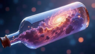 Cosmic Galaxy Swirling Inside A Glass Bottle