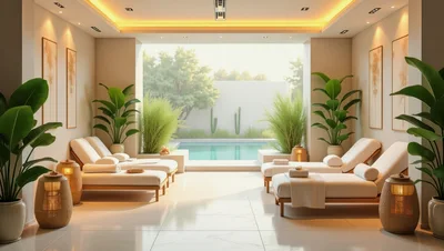 Luxury Spa Relaxation Room With Pool View