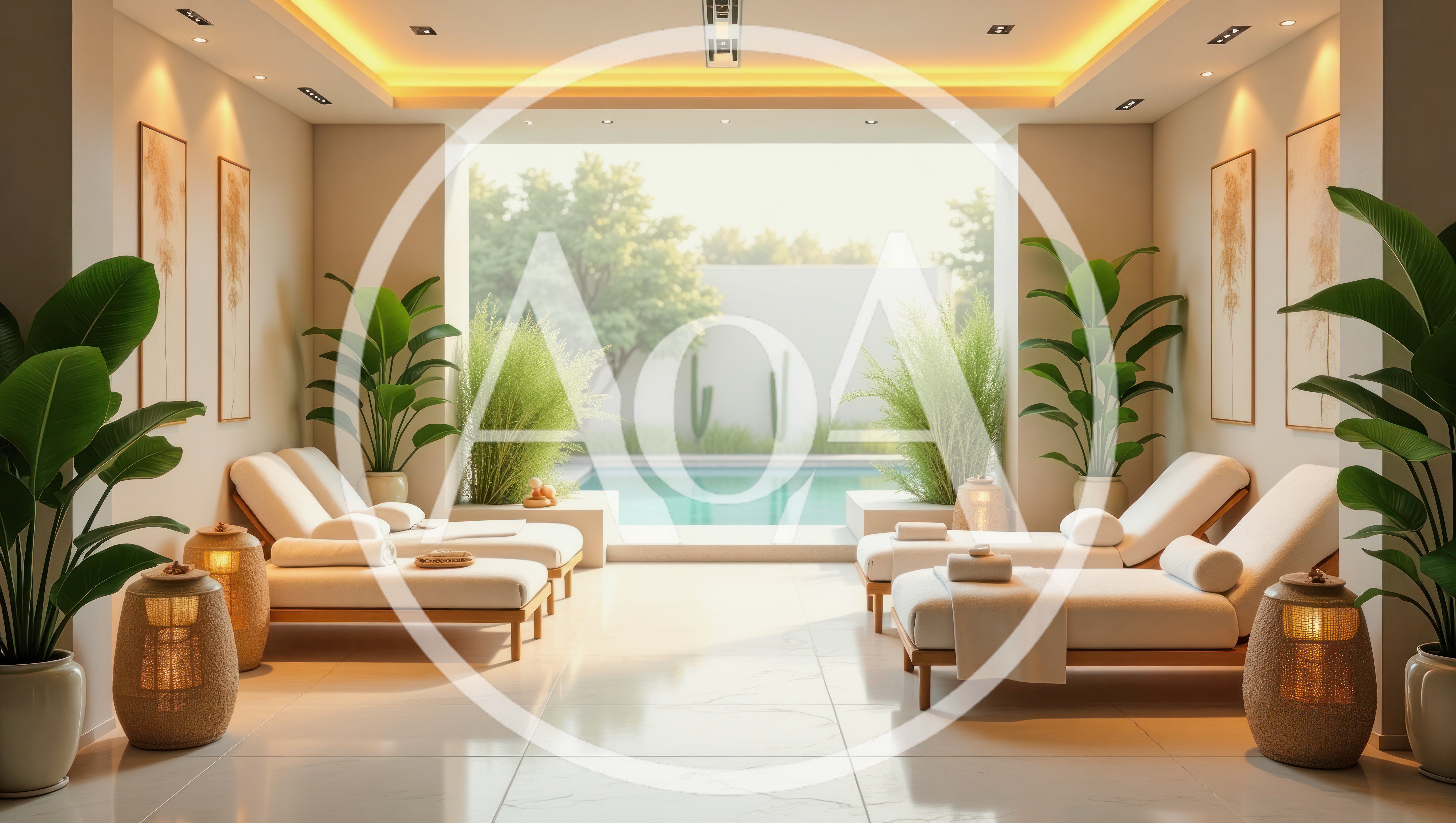Luxury Spa Relaxation Room With Pool View