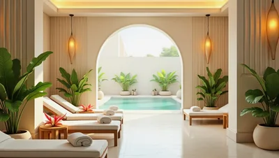 Luxury Spa Relaxation Area With Indoor Pool