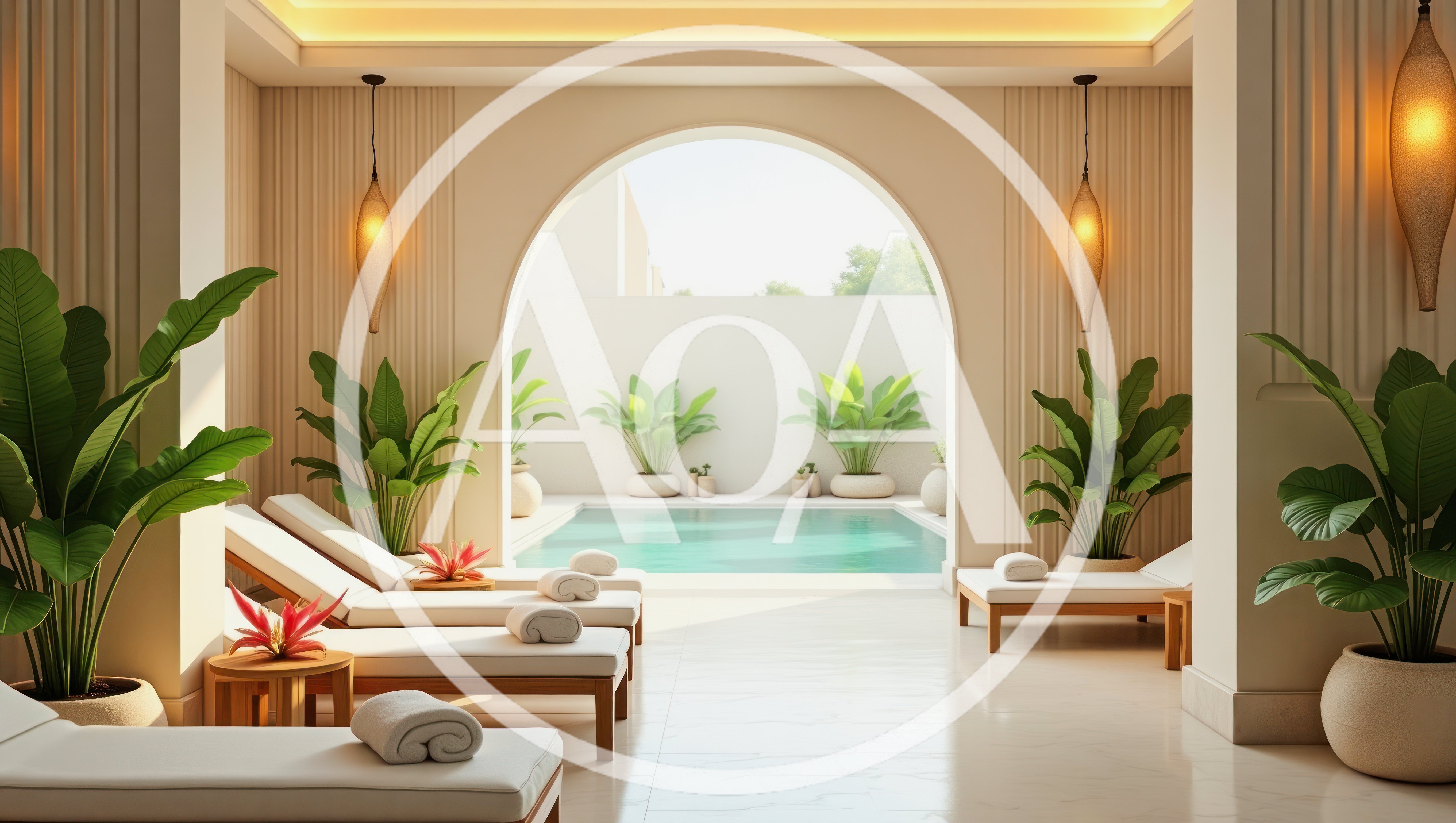 Luxury Spa Relaxation Area With Indoor Pool