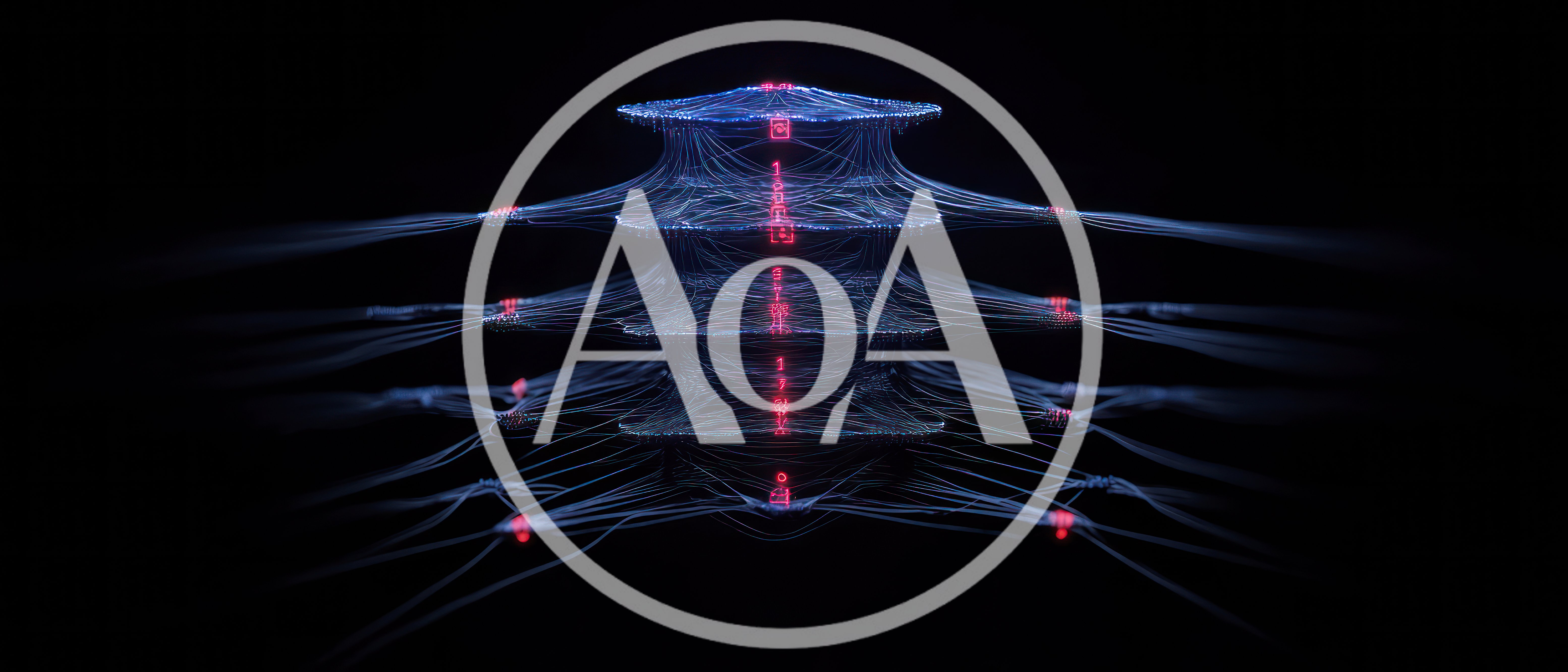 Abstract Digital Data Structure With Glowing Red Nodes