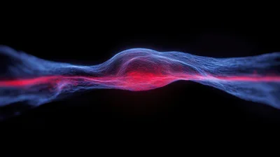 Abstract Glowing Energy Wave With Red Core