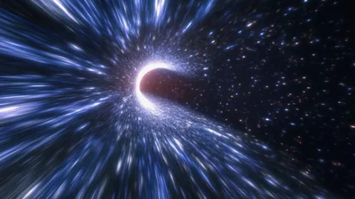 Hyperspace Warp Tunnel Through Deep Space