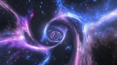 Cosmic Wormhole Tunnel Through Deep Space Nebula