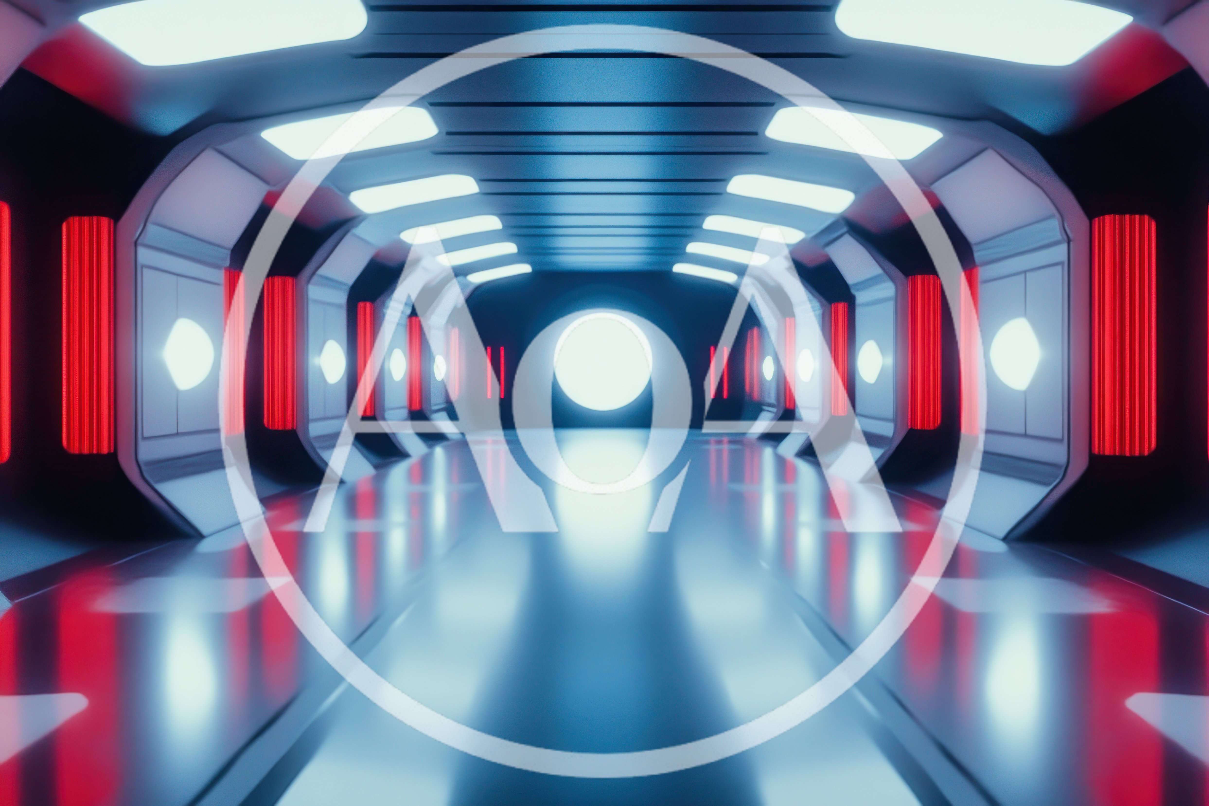 Futuristic Sci-Fi Corridor With Glowing Red Lights