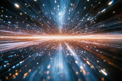Abstract Warp Speed Light Streaks Through Hyperspace