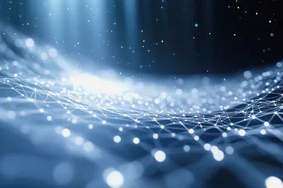Abstract Digital Network Connection With Glowing Particles