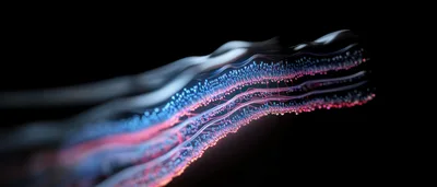 Abstract Digital Data Flow With Glowing Particles