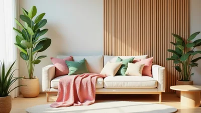 Modern Living Room Interior With Sofa And Plants