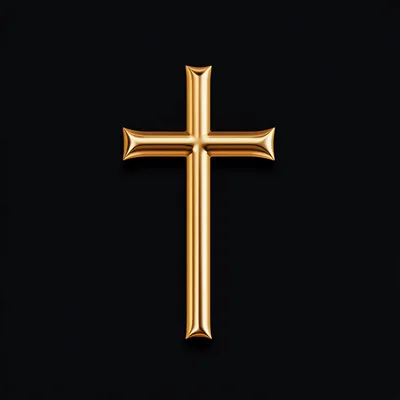 Golden Christian Cross Isolated On Black Background