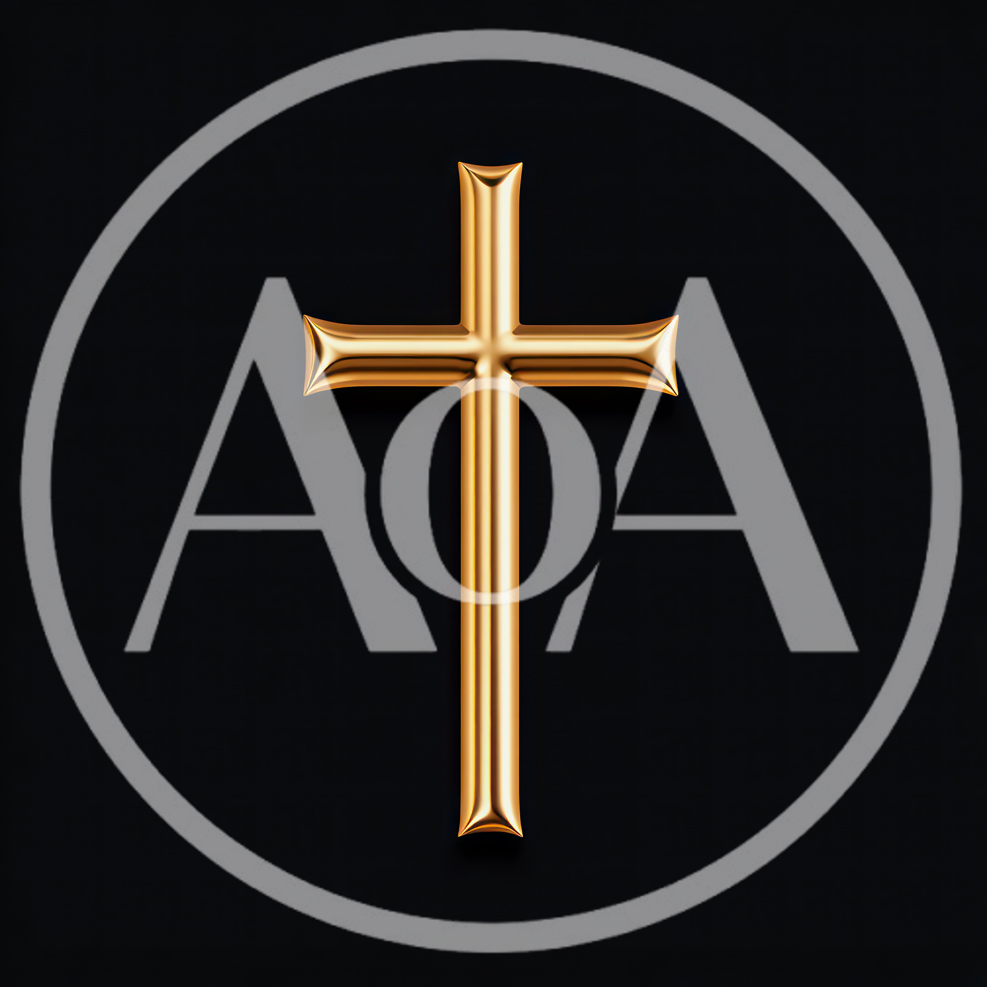 Golden Christian Cross Isolated On Black Background
