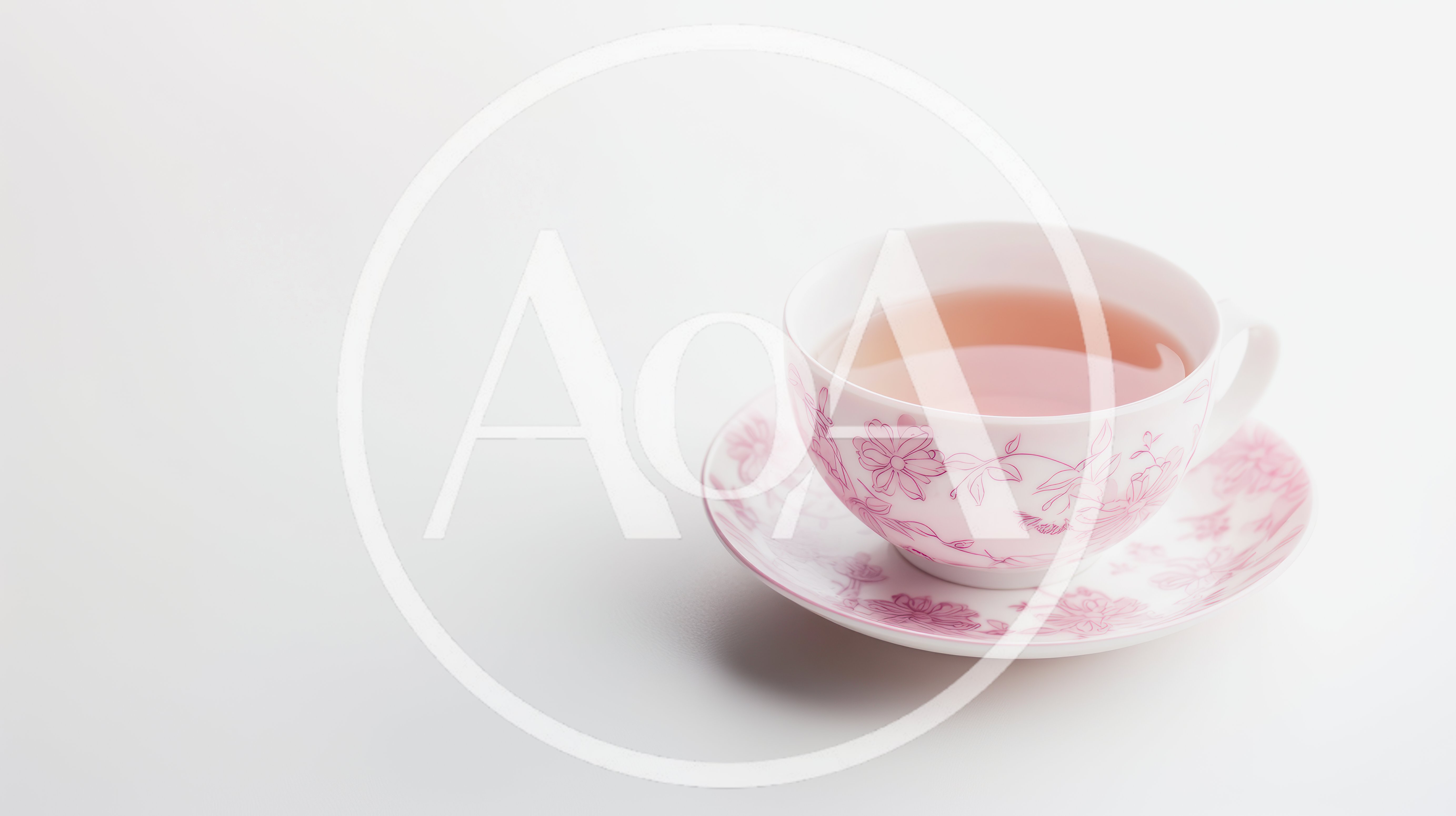 Floral Teacup With Tea On White Background