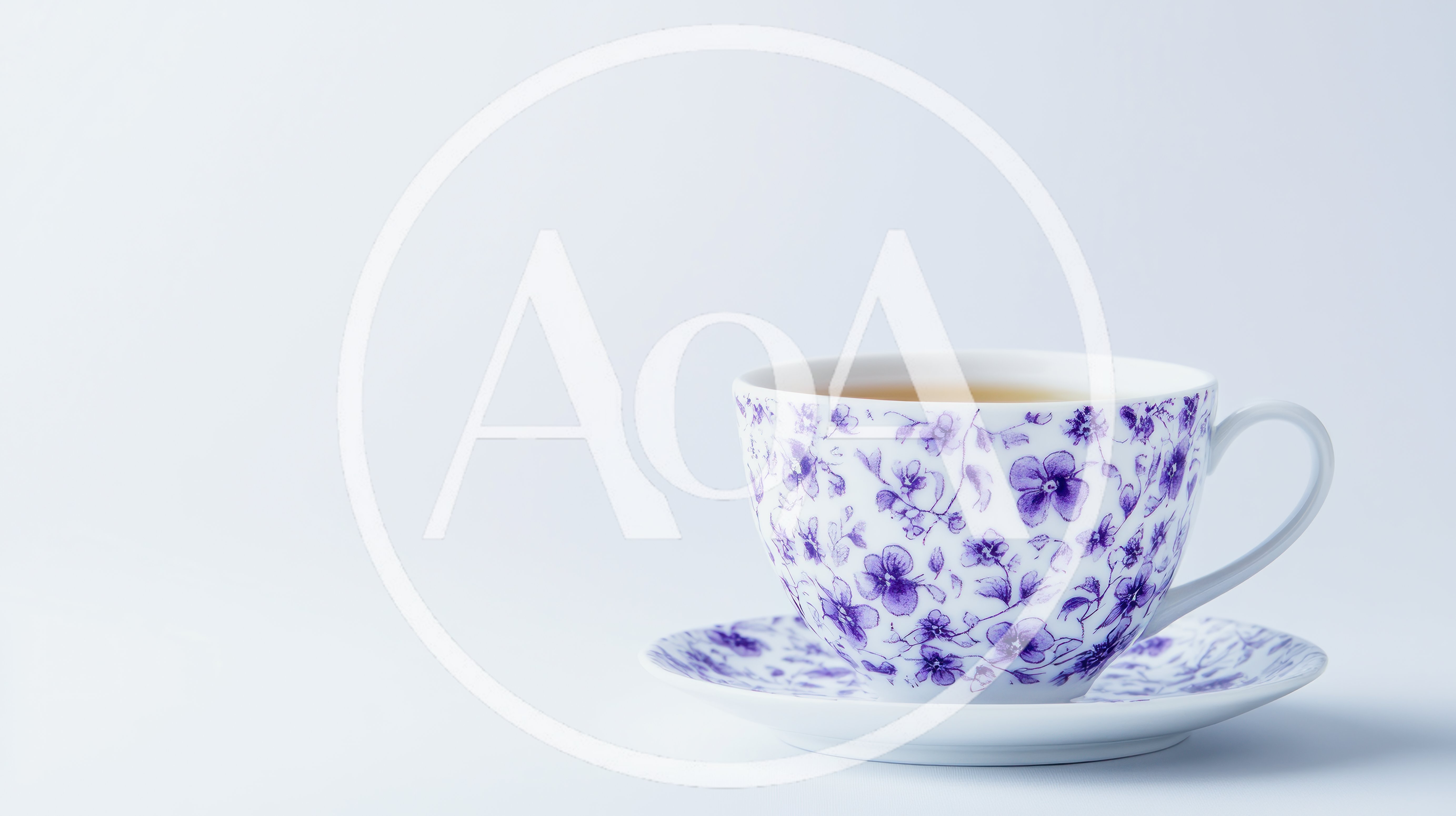 Floral Pattern Tea Cup And Saucer On White Background