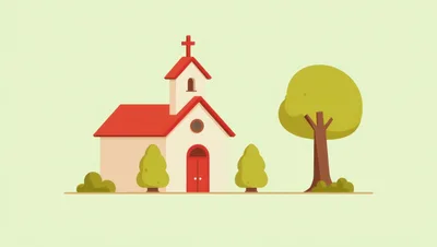 Minimalist Vector Illustration Of A Small Church