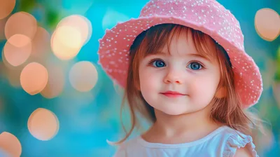 Portrait Of A Young Girl Wearing A Pink Hat