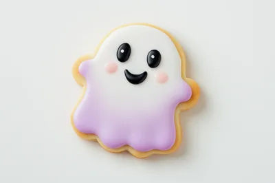 Cute Ghost Shaped Halloween Sugar Cookie